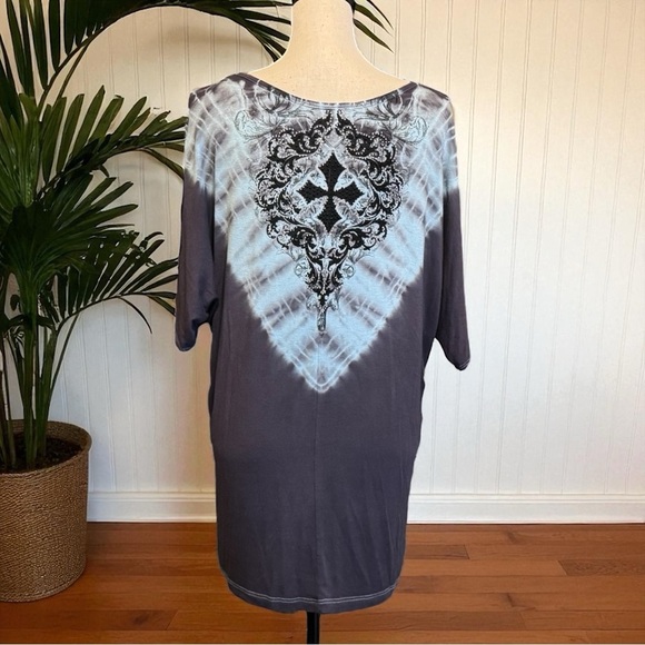 Vocal USA Tie-Dye Rhinestone Cross Top – Size M - Picture 4 of 13